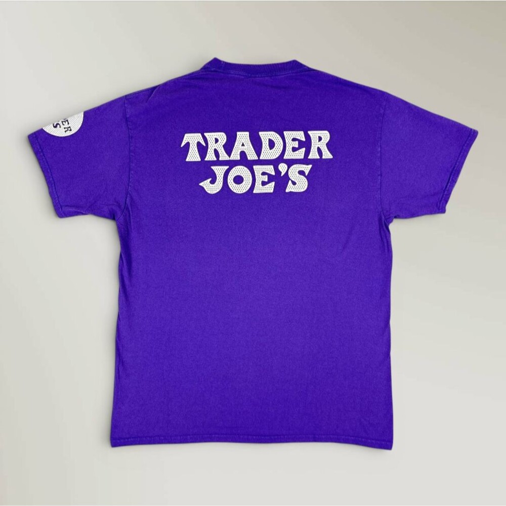 Trader Joe's T-Shirt Short Sleeve Employee Crew Tee Purple Uniform Size Large